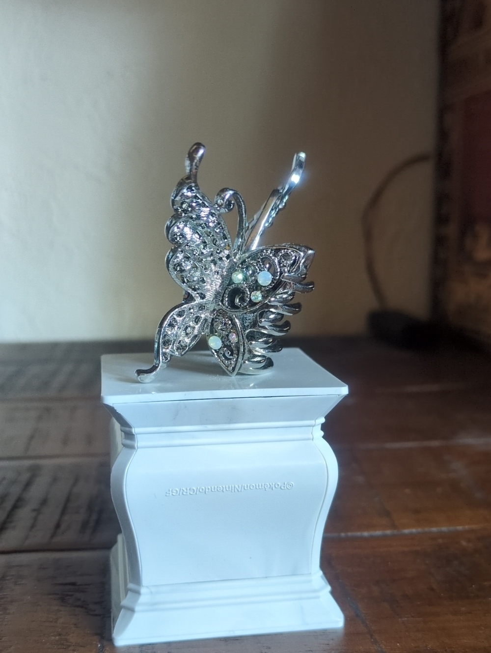 Rhinestone Butterfly Hair Clip - Silver with Iridescent and White Stones - Picture 2 of 3